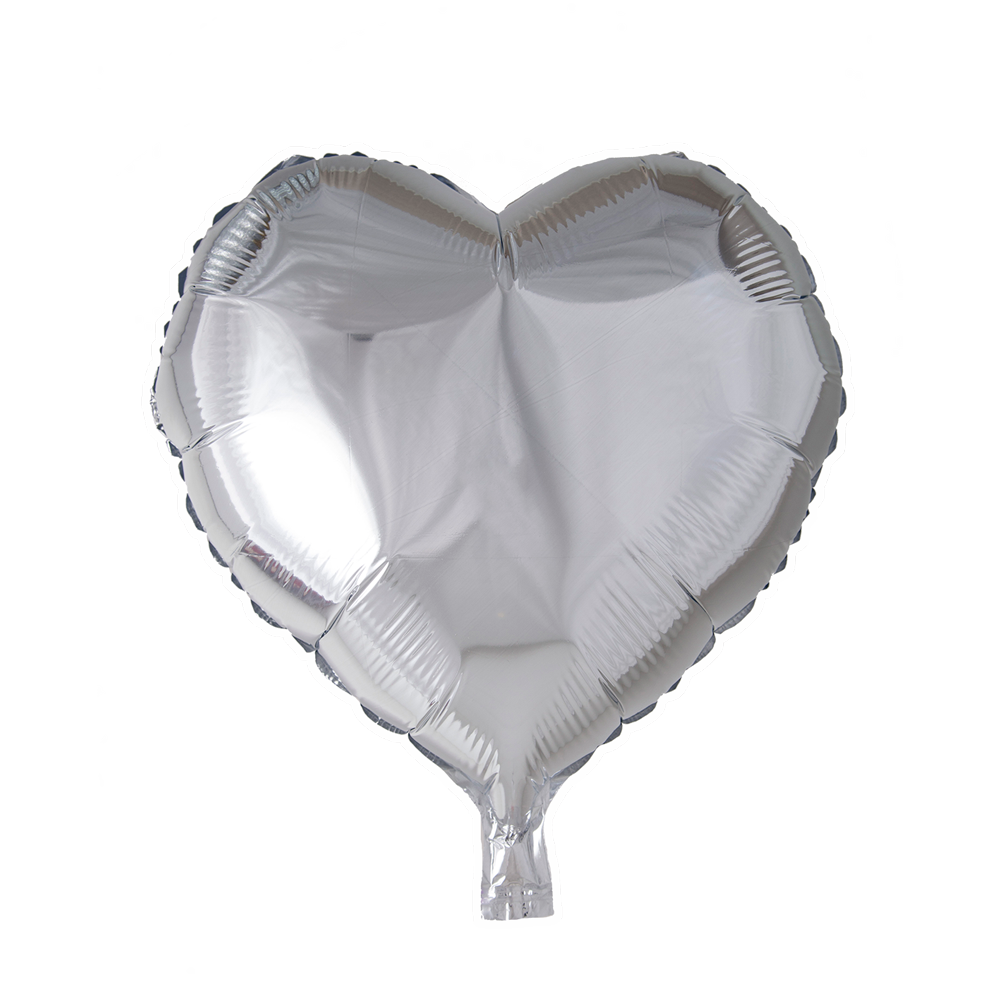 Foilballoon Heartshape 18” Silver  / singlepacked