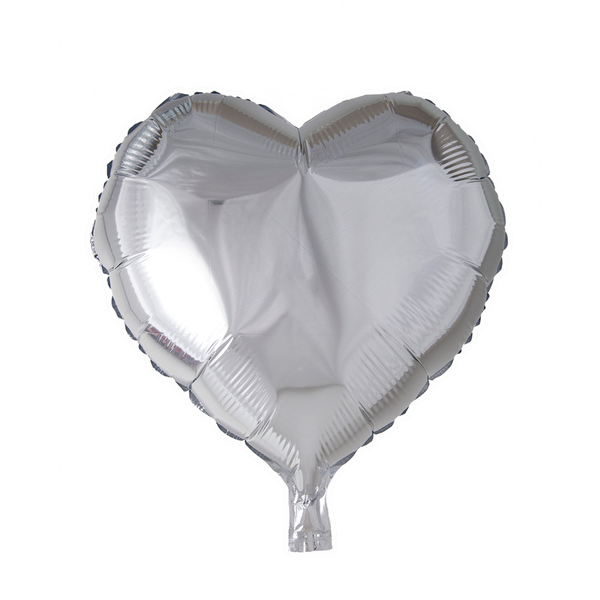 Foilballoon Heartshape 18” Silver  / singlepacked