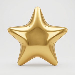 Gold inflatable mirror star in PVC, studio photo