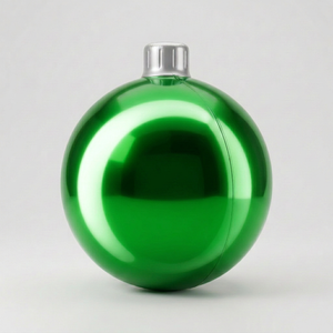 Green inflatable Christmas mirror ball with silver PVC cap
