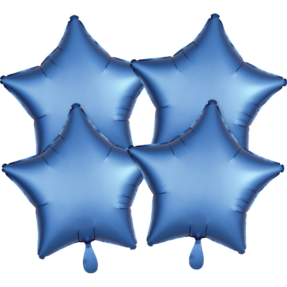 4 Pack Satin Luxe X 4 Pack Azure Stars Foil Balloon G20 Packaged