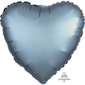 Copy of "Satin Luxe Steel Blue" Foil Balloon Heart, S15, packed, 43cm