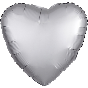 "Satin Luxe Platinum" Foil Balloon Heart, S15, packed, 43cm